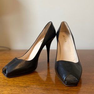 Classic black Prada peep toe pumps (6.5)